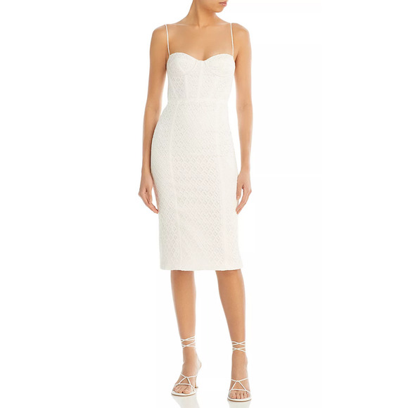 Bardot Charley Lace Bustier Midi Dress White Size 4 4548 - Picture 1 of 1